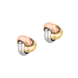14kt Tri-Color Gold Love Knot Stud Earring