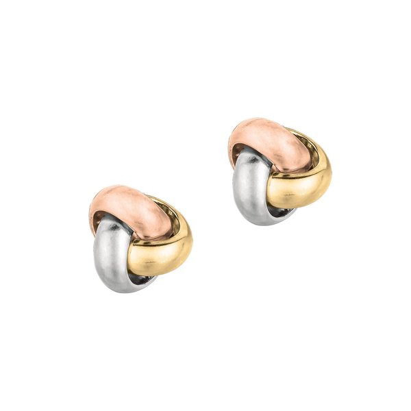 14kt Tri-Color Gold Love Knot Stud Earring