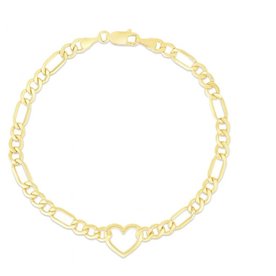 14k Gold Polished Heart Bracelet