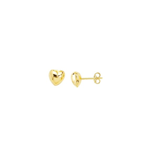 14kt Gold Puffed Heart Stud Earring