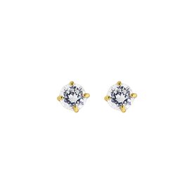 14K Yellow Gold 3mm Round CZ Stud Earring