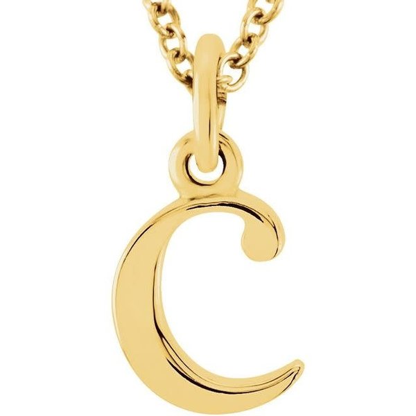 STULLER 14kt Yellow Gold  Lowercase Initial 'c" Pendant on 16 Inch Chain