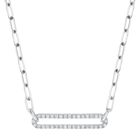 SHY CREATION INC 14K White Gold .26ct Diamond Paper Clip Link Necklace