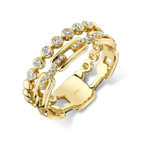 14K Yellow Gold 0.13C Diamond Link Bezel Ring