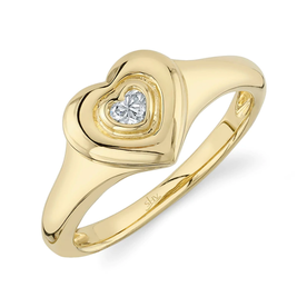 14K Yellow Gold .11ct Diamond Heart Bezel Ring