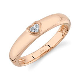 SHY CREATION INC 14K Rose Gold .11C Diamond Heart Bezel Band
