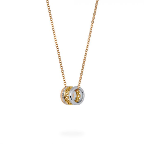 18K Tri-Gold Birks Muse Dare To Dream® .14ct Diamond Barrel Necklace
