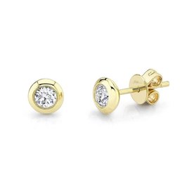 14K Yellow Gold 0.40C Diamond Bezel Stud Earrings