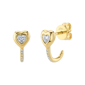 SHY CREATION INC 14K Y/G 0.23CT DIAMOND BEZEL HEART EARRINGS