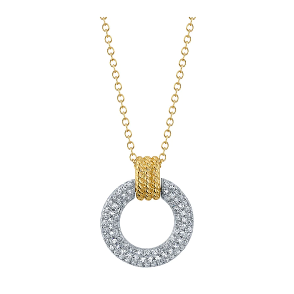 SHY CREATION INC 14K Yellow & White Gold 0.18C Diamond Circle Necklace