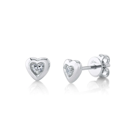 SHY CREATION INC 14K White Gold 0.16C Diamond Bezel Heart Stud Earrings