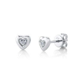 SHY CREATION INC 14K White Gold 0.16C Diamond Bezel Heart Stud Earrings