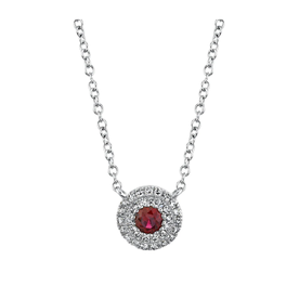 SHY CREATION INC SC55020547 - 0.10CT DIAMOND & 0.14CT RUBY 14K W/G NECKLACE