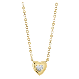 14K Yellow Gold 0.08C Diamond Bezel Heart Necklace