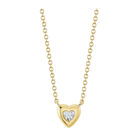 14K Yellow Gold 0.08C Diamond Bezel Heart Necklace