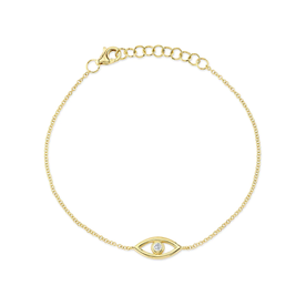 14kt Yellow Gold .04CT Diamond Bezel Eye Bracelet