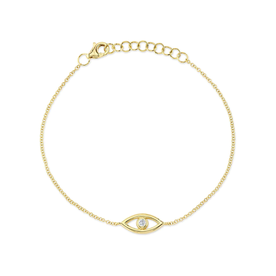 SHY CREATION INC 14kt Yellow Gold .04CT Diamond Bezel Eye Bracelet
