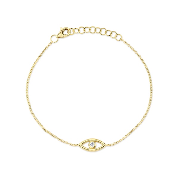 SHY CREATION INC 14kt Yellow Gold .04CT Diamond Bezel Eye Bracelet