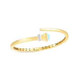 14K Gold, Turquoise & Diamond Wrap Hardware Bangle