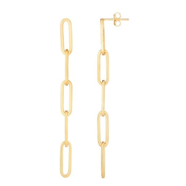 14KY Gold Paperclip Link Drop Earrings