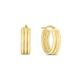 14K Yellow Gold 17mm Triple Row Oval Hoops