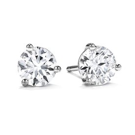 HEARTS ON FIRE LLC 18KW Three-Prong .63ct Diamond Stud Earrings