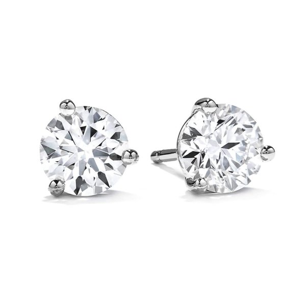 HEARTS ON FIRE LLC 18KW Three-Prong .63ct Diamond Stud Earrings