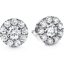 HEARTS ON FIRE LLC 18kw Fulfillment Round Earrings .95-1.07ct