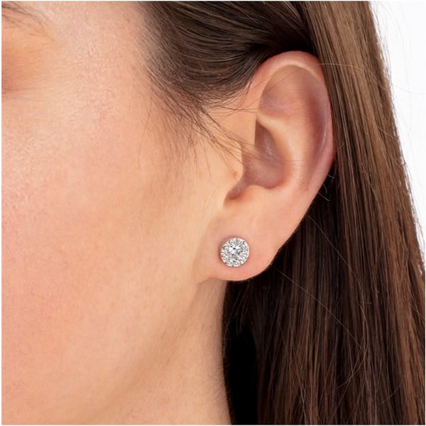 HEARTS ON FIRE LLC 18kw Fulfillment Round Earrings .95-1.07ct