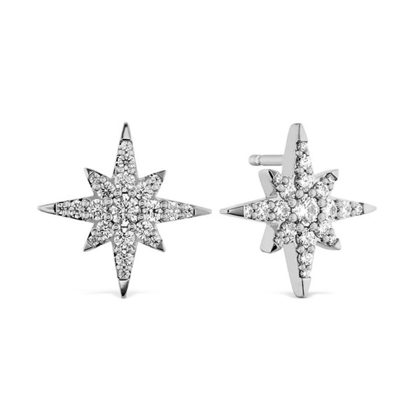 18kw Charmed Starburst Earrings .40-.47ctw