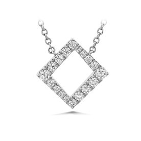 HEARTS ON FIRE LLC 18kw Charmed Square Pendant .26-.31ctw