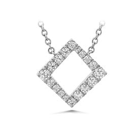 HEARTS ON FIRE LLC 18kw Charmed Square Pendant .26-.31ctw