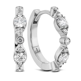 HEARTS ON FIRE LLC 18kw Bezel Regal Diamond Huggies .33-.38ctw