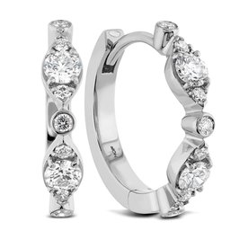 HEARTS ON FIRE LLC 18kw Bezel Regal Diamond Huggies .33-.38ctw