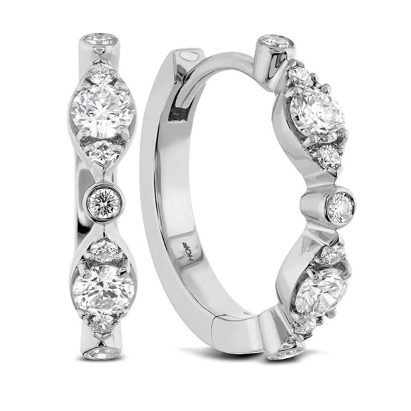 HEARTS ON FIRE LLC 18kw Bezel Regal Diamond Huggies .33-.38ctw