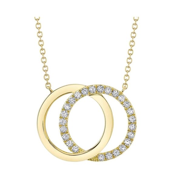 SHY CREATION INC 14K Yellow Gold 0.31ct Diamond Love Knot Circle Necklace