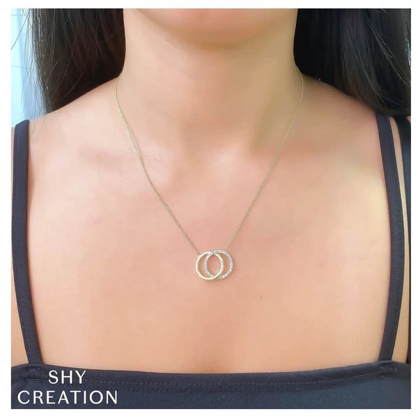 SHY CREATION INC 14K Yellow Gold 0.31ct Diamond Love Knot Circle Necklace