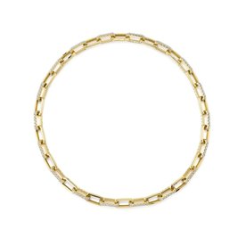 14K Yellow Gold 13.01ct Diamond Pave Paper Clip Link Necklace