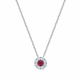 18kw Snowflake Cluster .23ct Ruby & .28ct Diamond Pendant