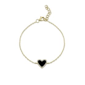 SHY CREATION INC 14k Yellow Gold .57ct Onyx & .09ct Diamond Bracelet
