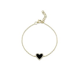 SHY CREATION INC 14k Yellow Gold .57ct Onyx & .09ct Diamond Bracelet