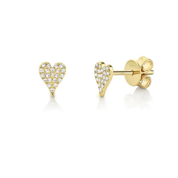 SHY CREATION INC 14K Yellow Gold .10ct Diamond Pave Heart Stud Earrings