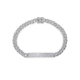 SHY CREATION INC 14K White Gold 1.49C Diamond Pave Link Bracelet