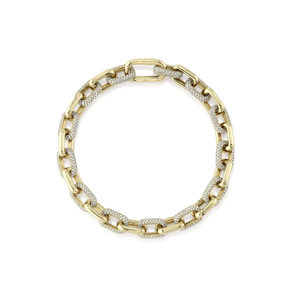 14K Yellow Gold 3.67C Diamond Paper Clip Link Bracelet