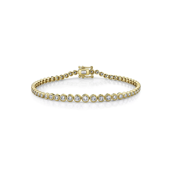 14K Yellow Gold 1.75C Diamond Bezel Tennis Bracelet