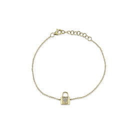 SHY CREATION INC 14K Yellow Gold 0.03C Diamond Heart Lock Bracelet