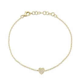 SHY CREATION INC 14K Yellow Gold .04C Diamond Pave Heart Bracelet
