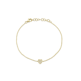 SHY CREATION INC 14K Yellow Gold .04C Diamond Pave Heart Bracelet
