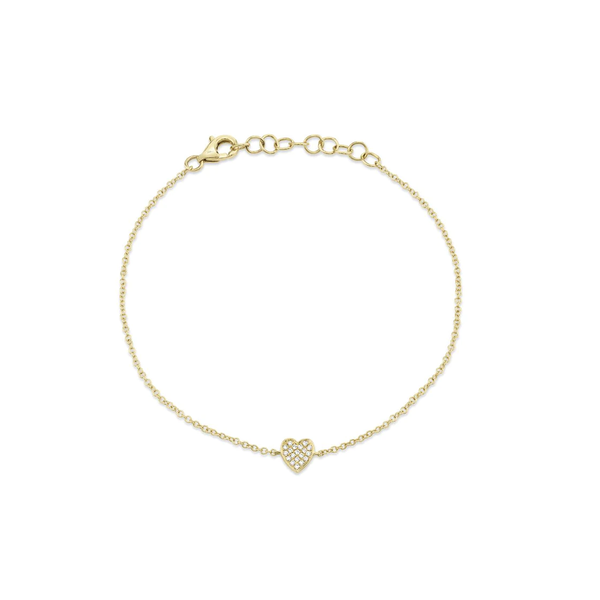 SHY CREATION INC 14K Yellow Gold .04C Diamond Pave Heart Bracelet