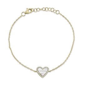 SHY CREATION INC 14K Yellow Gold .09C Diamond & .56C Mother-Of-Pearl Bracelet